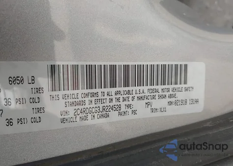 2018 Dodge Grand Caravan Sxt from USA, damaged, VIN 2C4RDGCG3JR224528